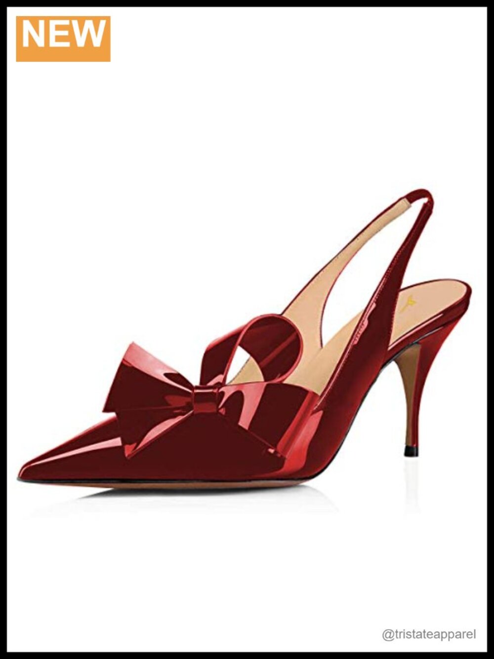 Pointy Toe Slingback Bow Stiletto Pumps Vegan Faux Formal Heels